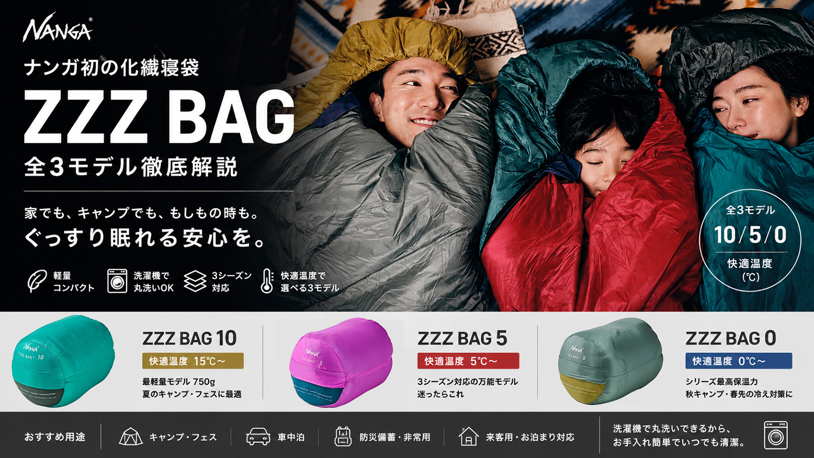 NANGA ZZZ BAG 全3モデル徹底解説バナー
