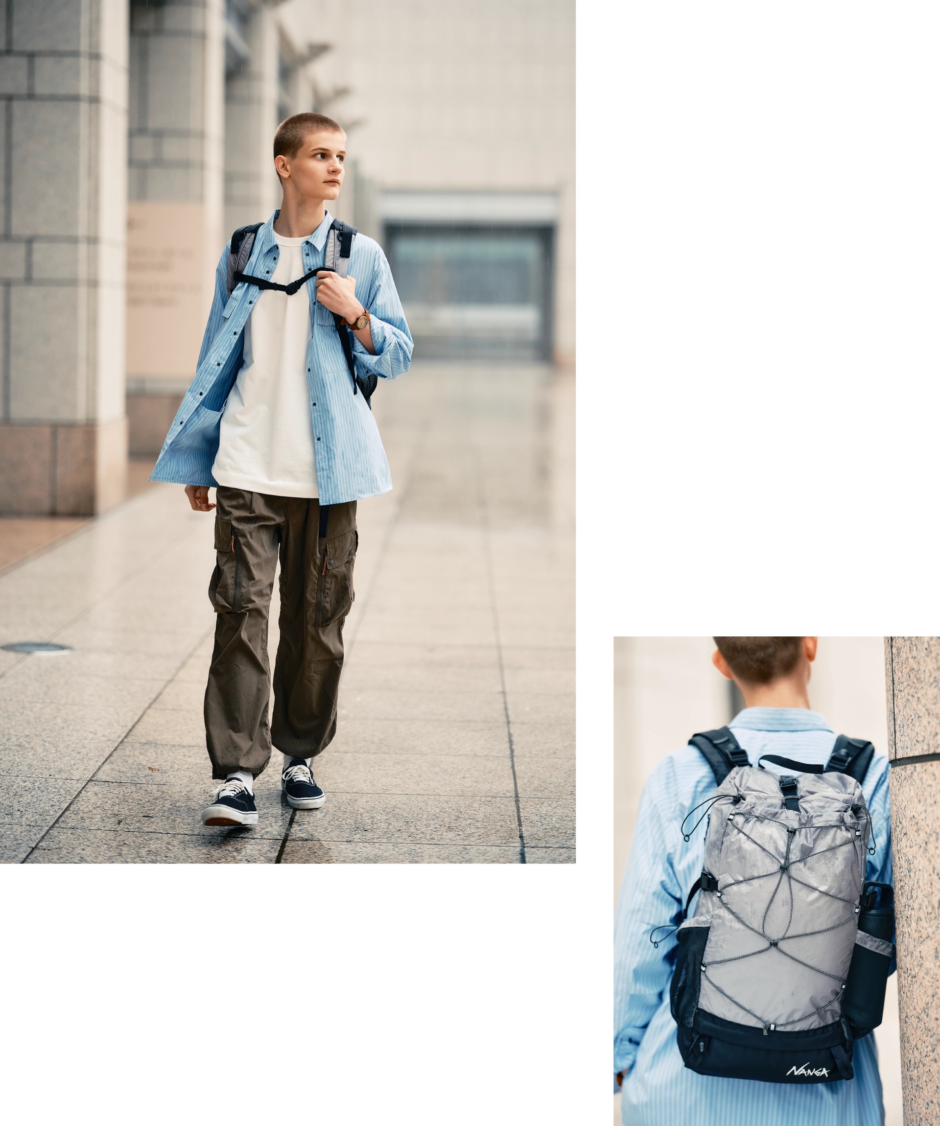 NANGA Fibermax TUL BACKPACK・雨の森・ハイキングシーン